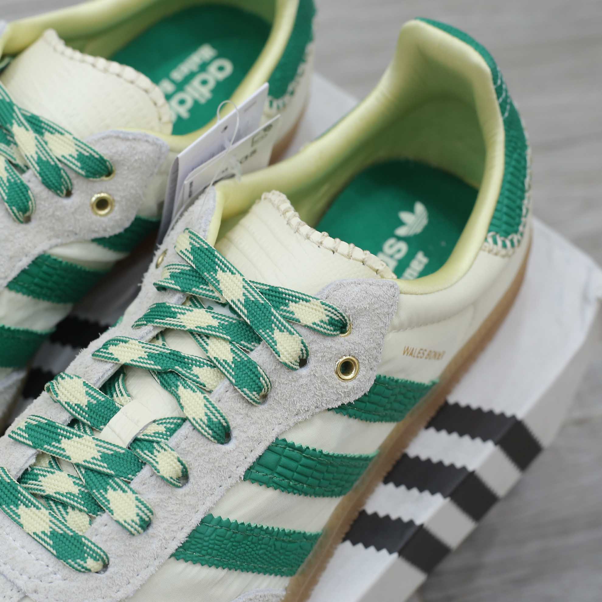 Giày Adidas Wales Bonner x Samba Cream White Bold Green Best Quality