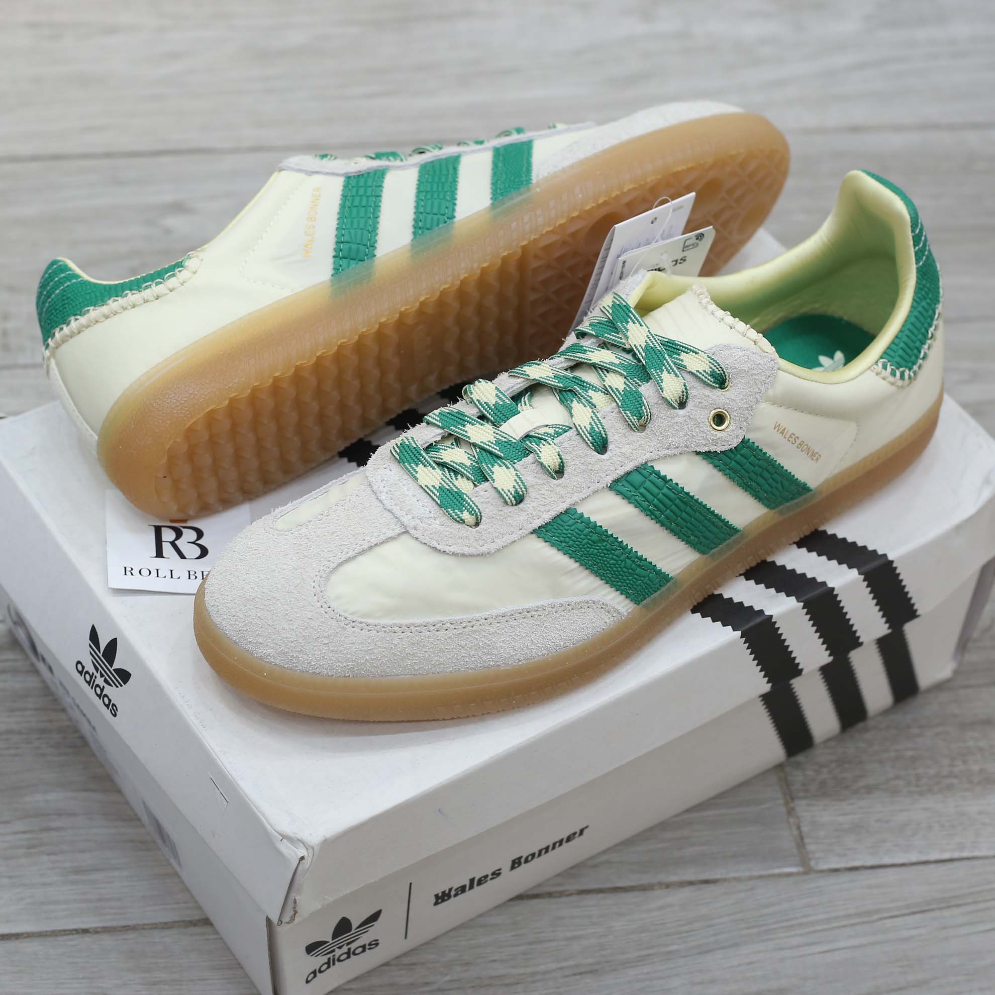 Giày Adidas Wales Bonner x Samba Cream White Bold Green Best Quality