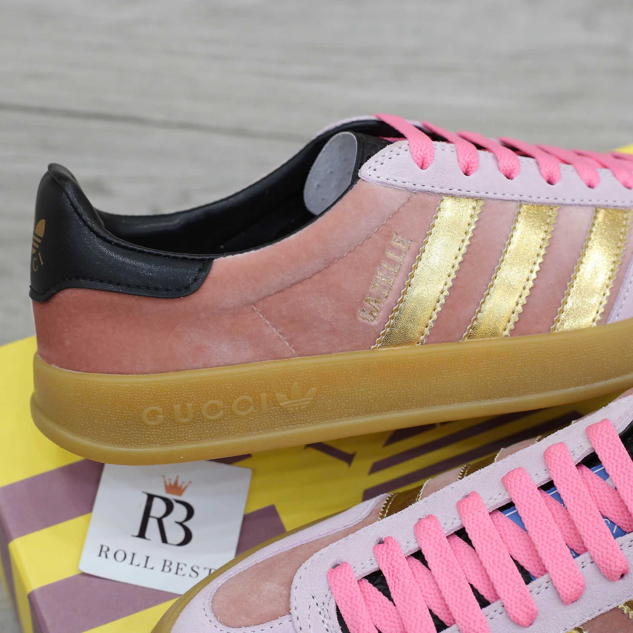 Giày Adidas x Gucci Gazelle Pink Velvet