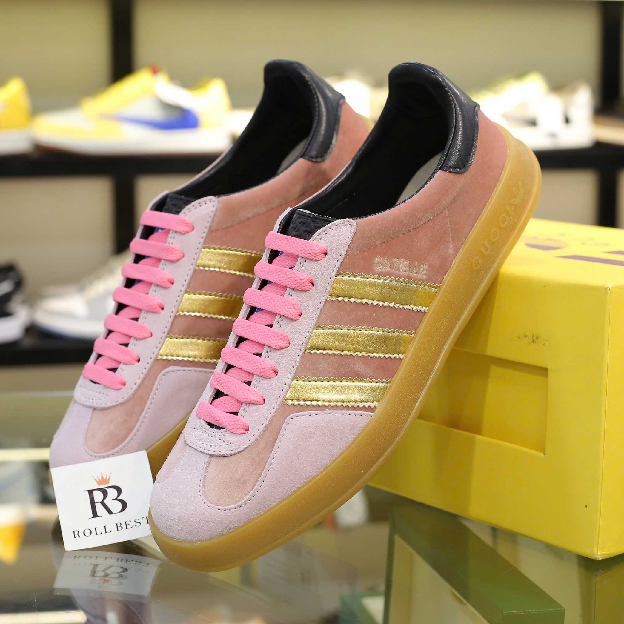 Giày Adidas x Gucci Gazelle Pink Velvet