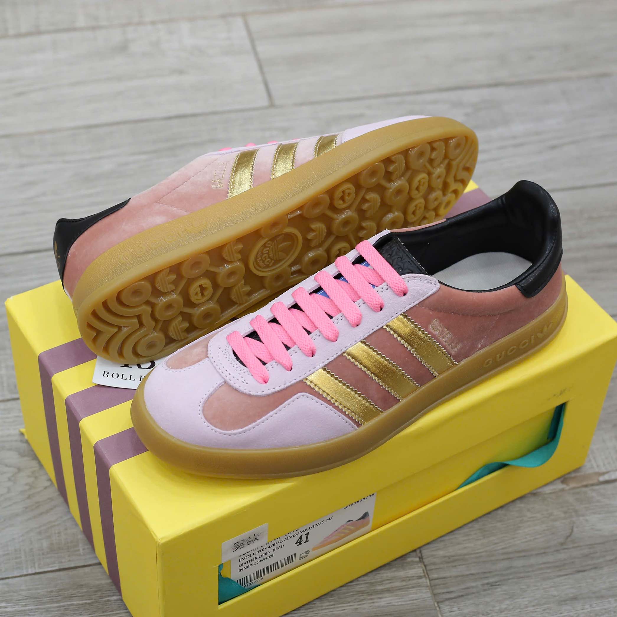Giày Adidas x Gucci Gazelle Pink Velvet