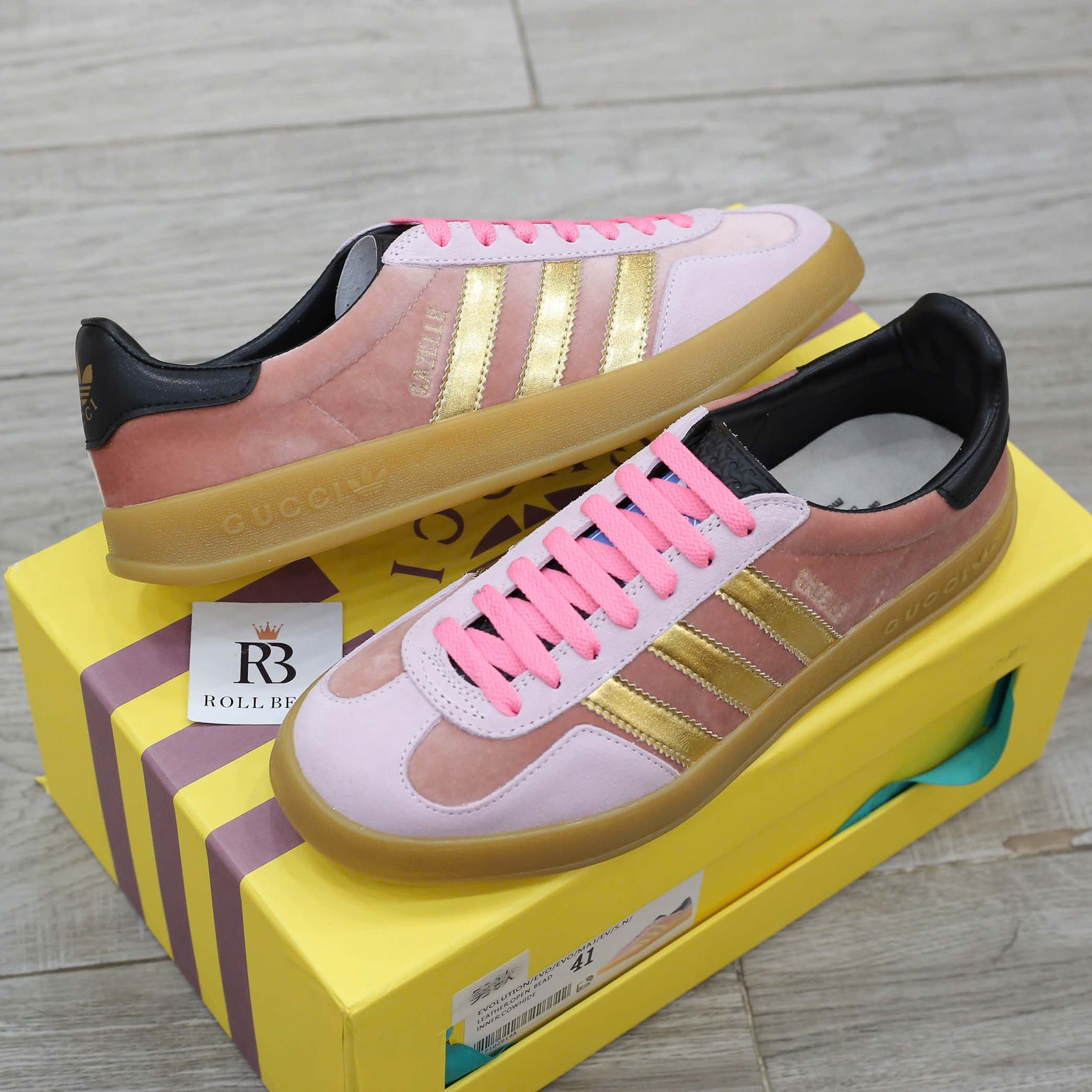 Giày Adidas x Gucci Gazelle Pink Velvet