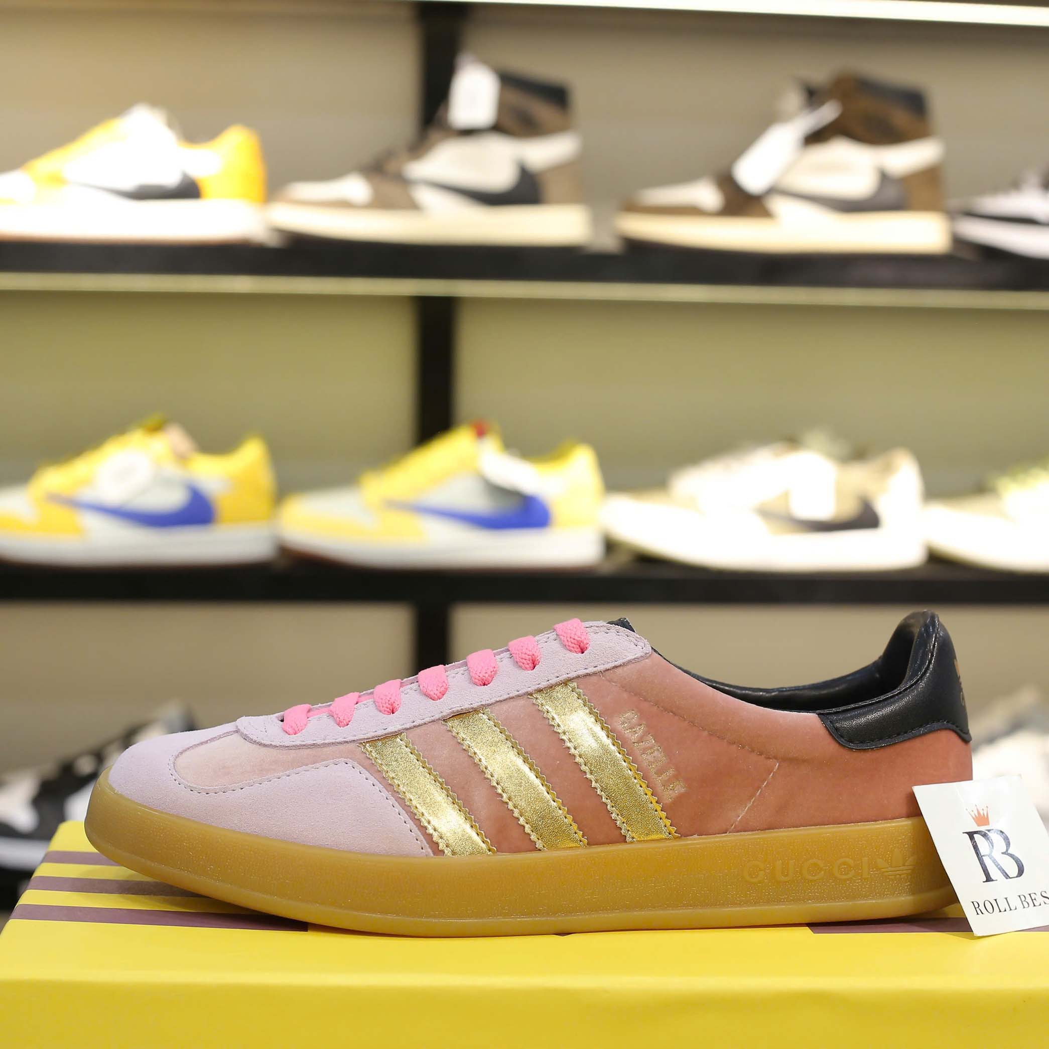 Giày Adidas x Gucci Gazelle Pink Velvet