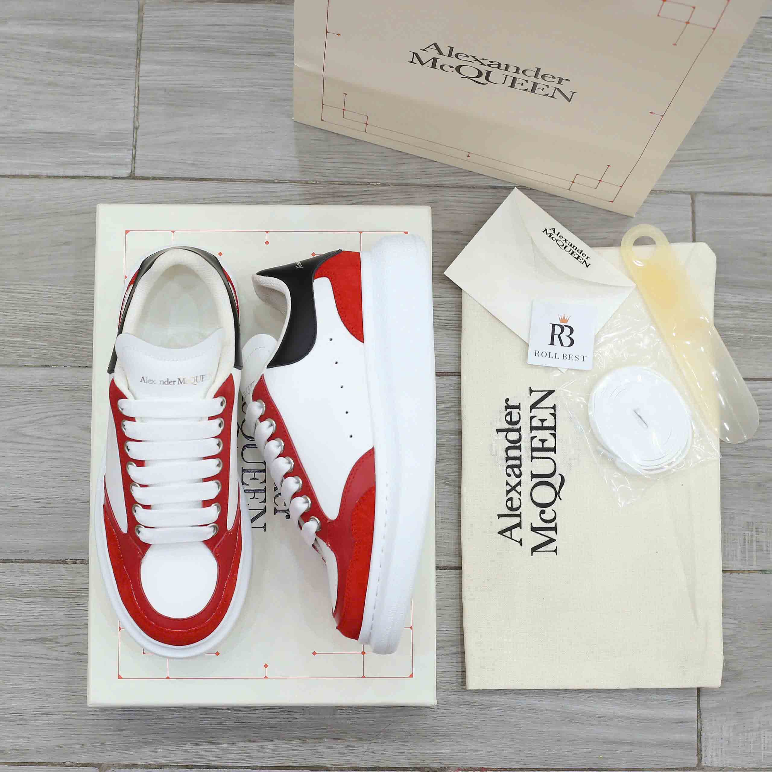 Giày Alexander McQueen Black White Red Suede Best Quality