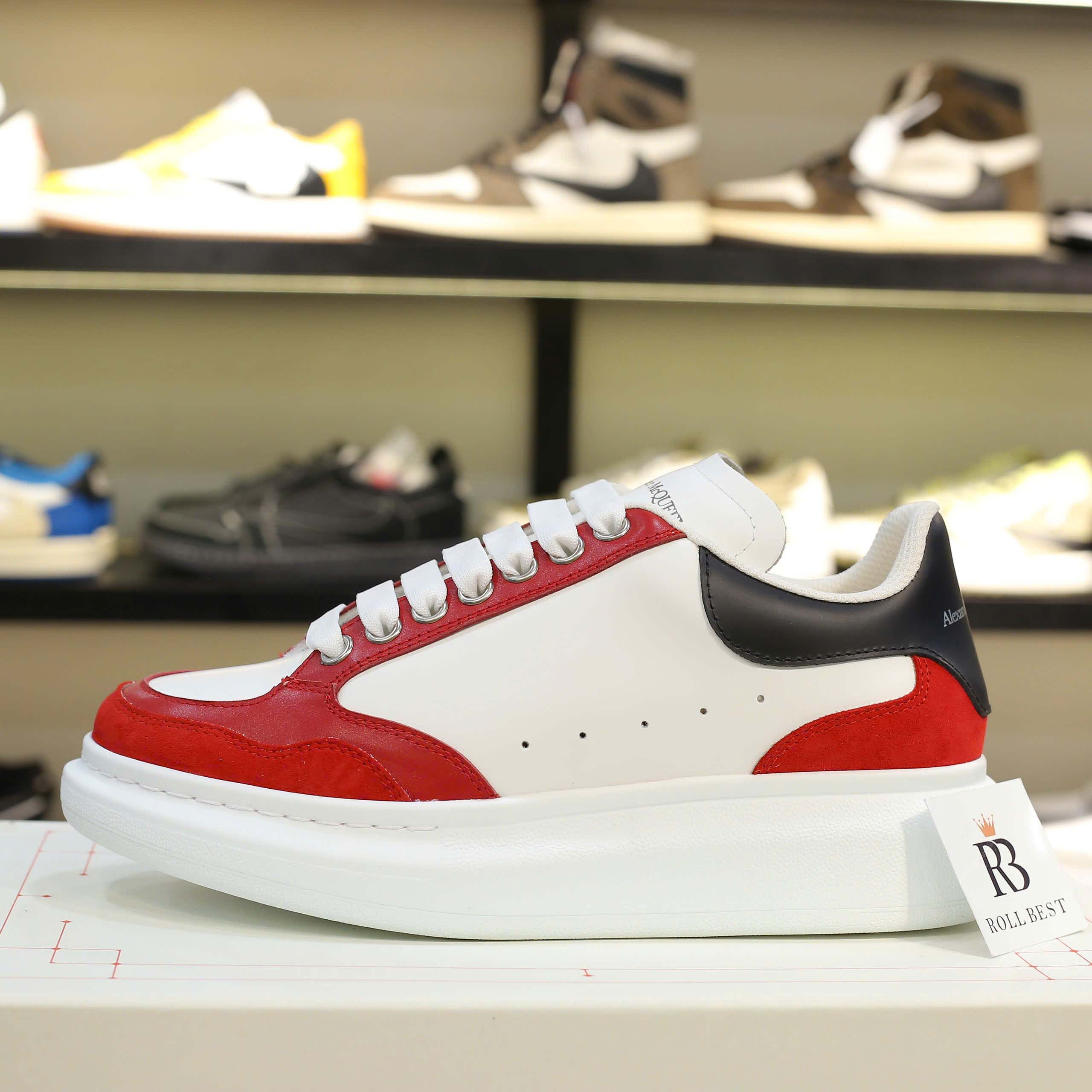 Giày Alexander McQueen Black White Red Suede Best Quality