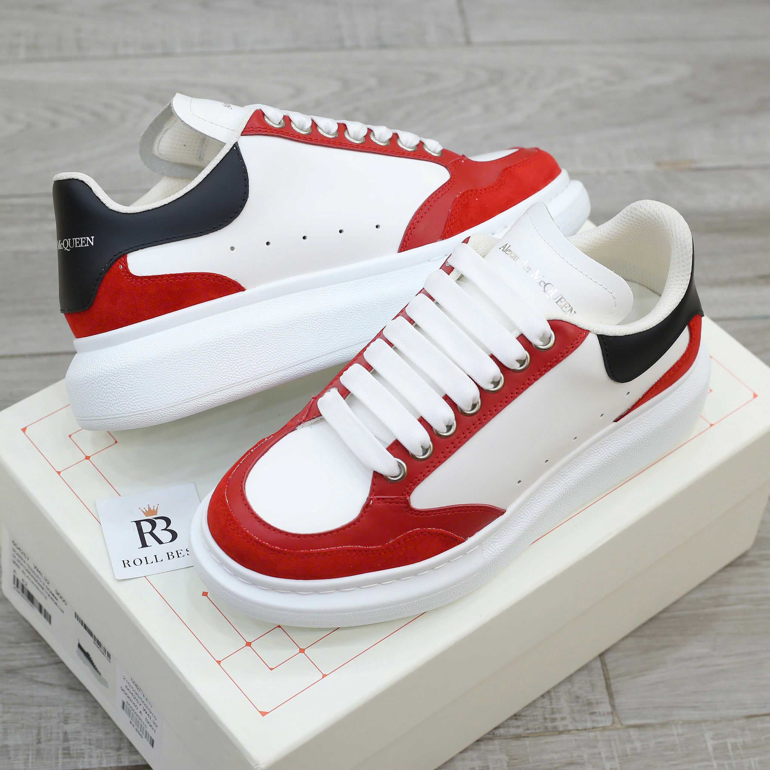 Giày Alexander McQueen Black White Red Suede Best Quality