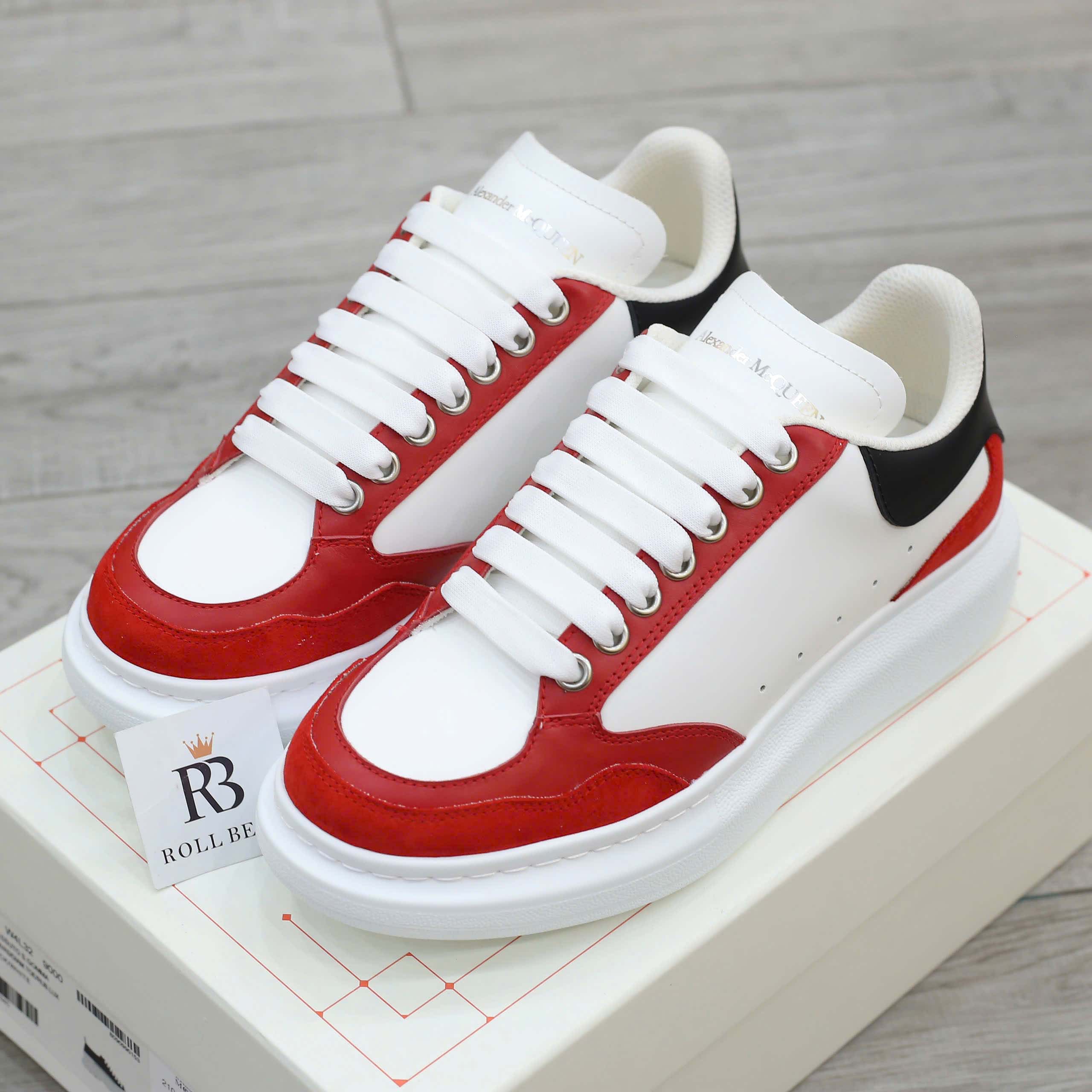 Giày Alexander McQueen Black White Red Suede Best Quality