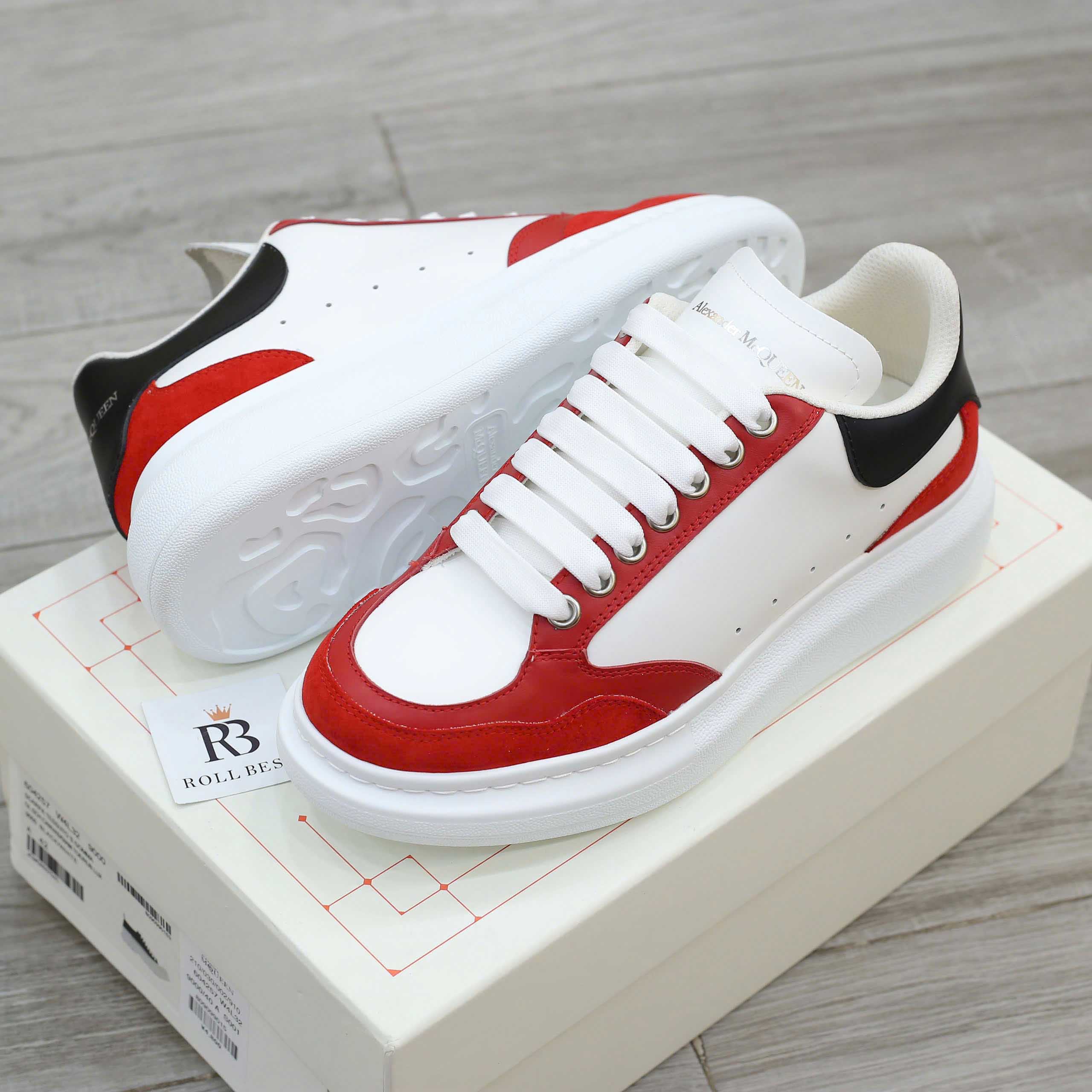 Giày Alexander McQueen Black White Red Suede Best Quality