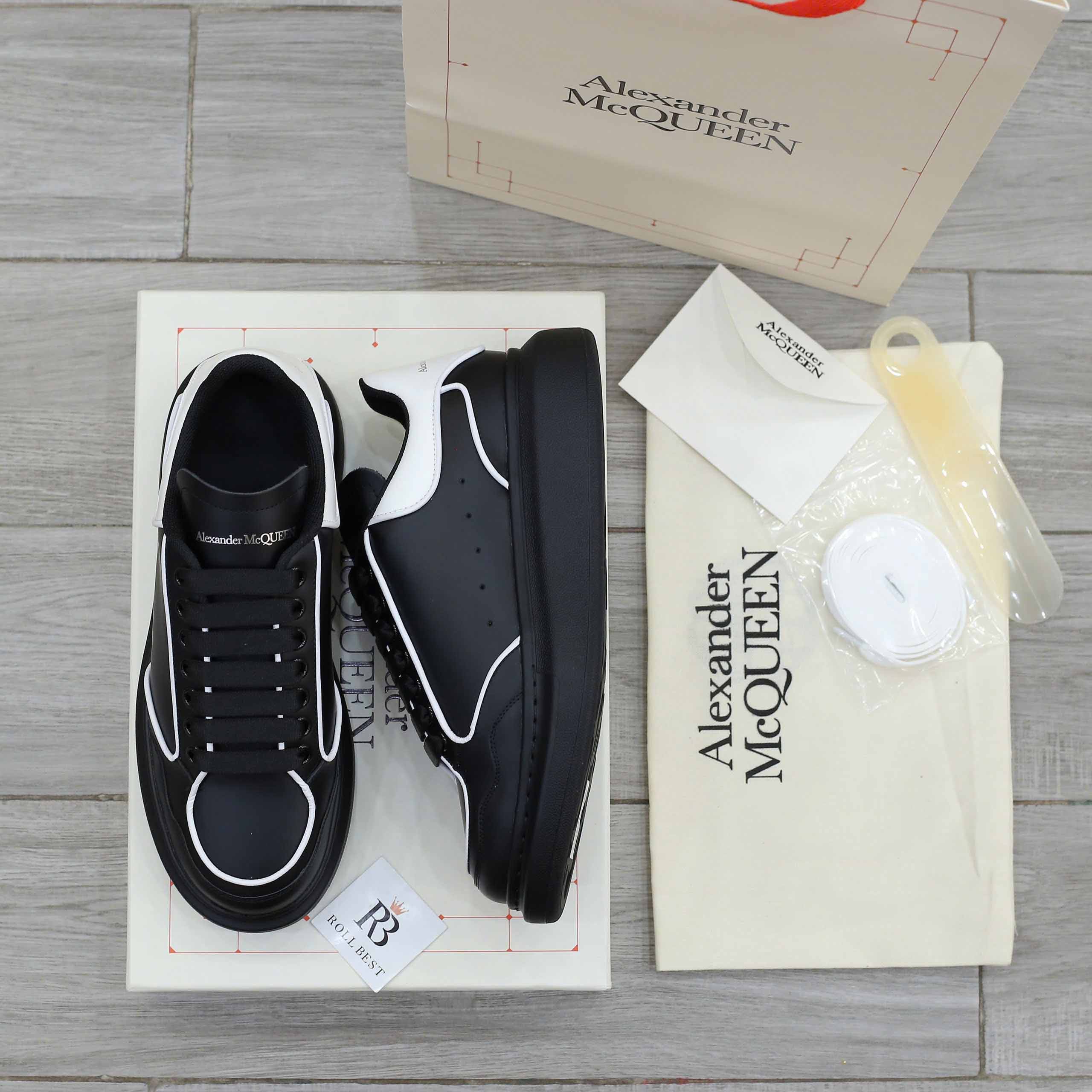 Giày Alexander McQueen Oversized ‘Black White’ Piping Best Quality