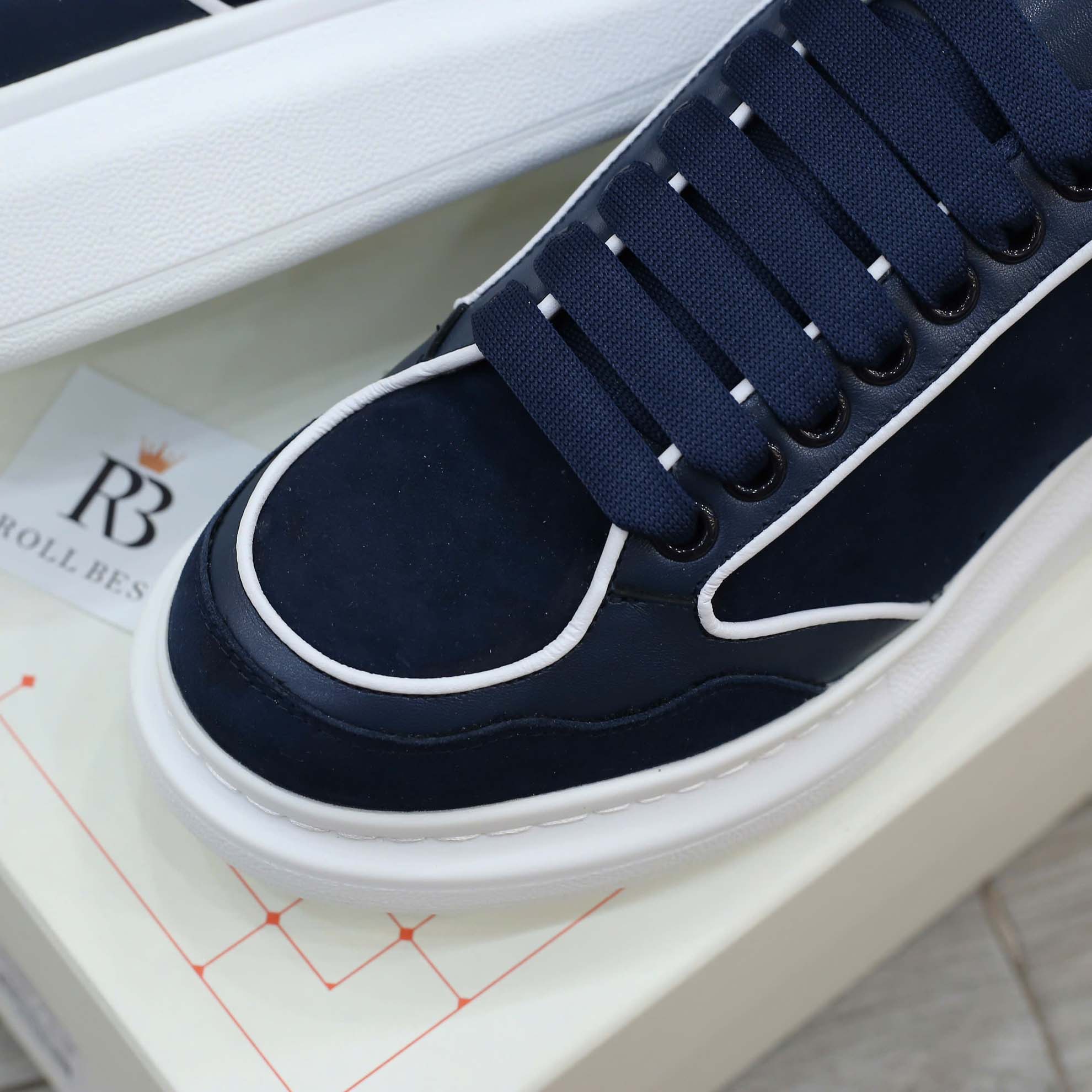 Giày Alexander McQueen Oversized Blue Exaggerated Suede Best Quality