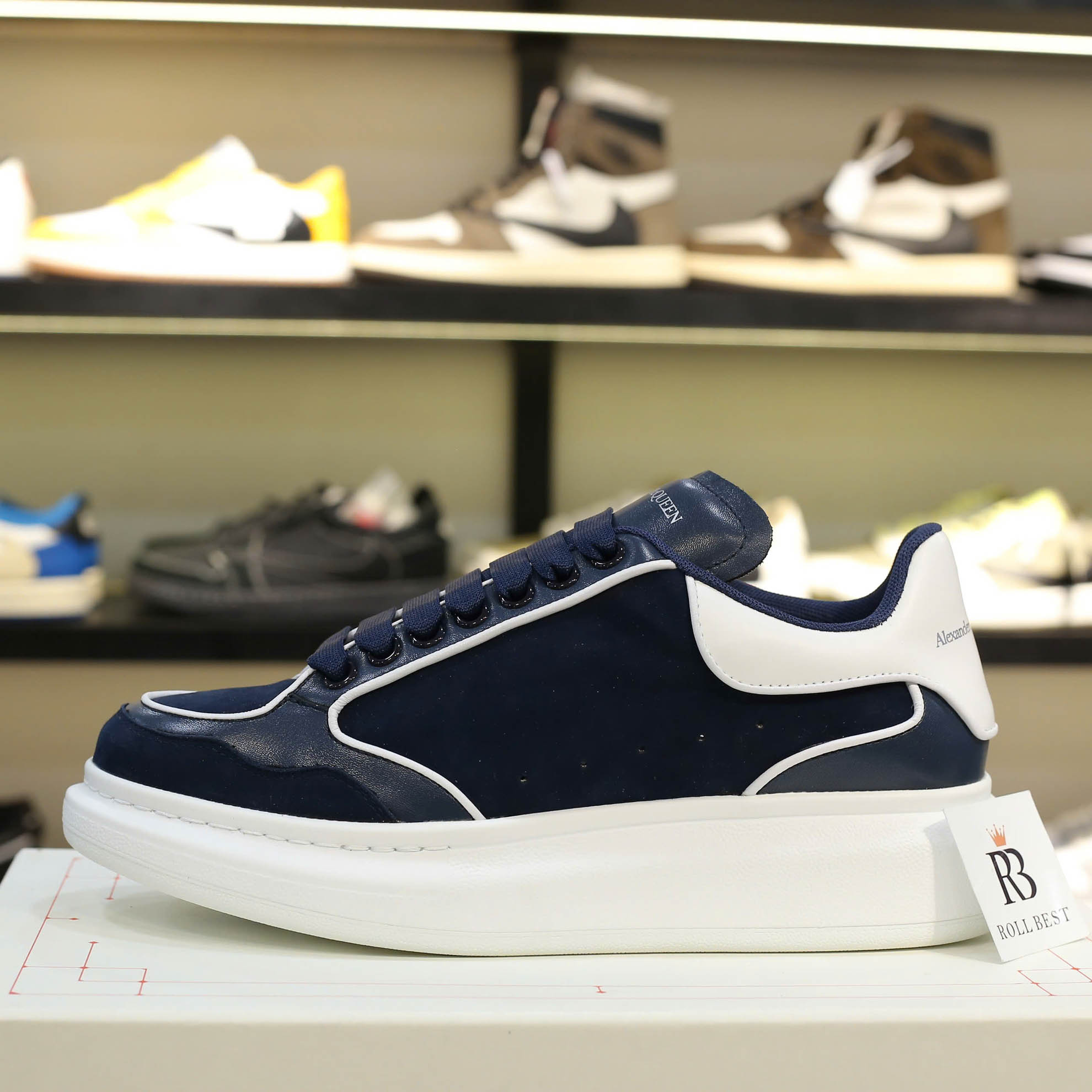 Giày Alexander McQueen Oversized Blue Exaggerated Suede Best Quality