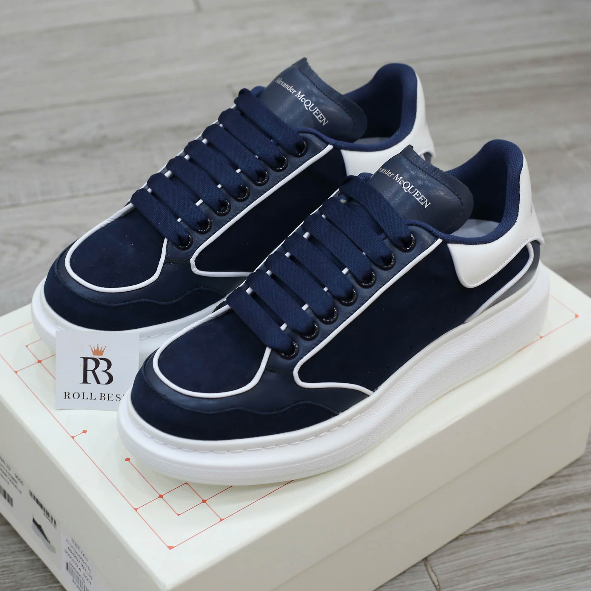 Giày Alexander McQueen Oversized Blue Exaggerated Suede Best Quality