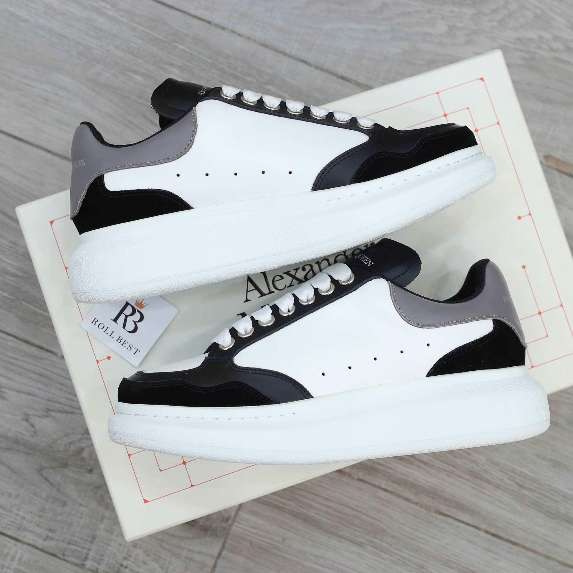 Giày Alexander McQueen Oversized Grey White Black Suede Best Quality