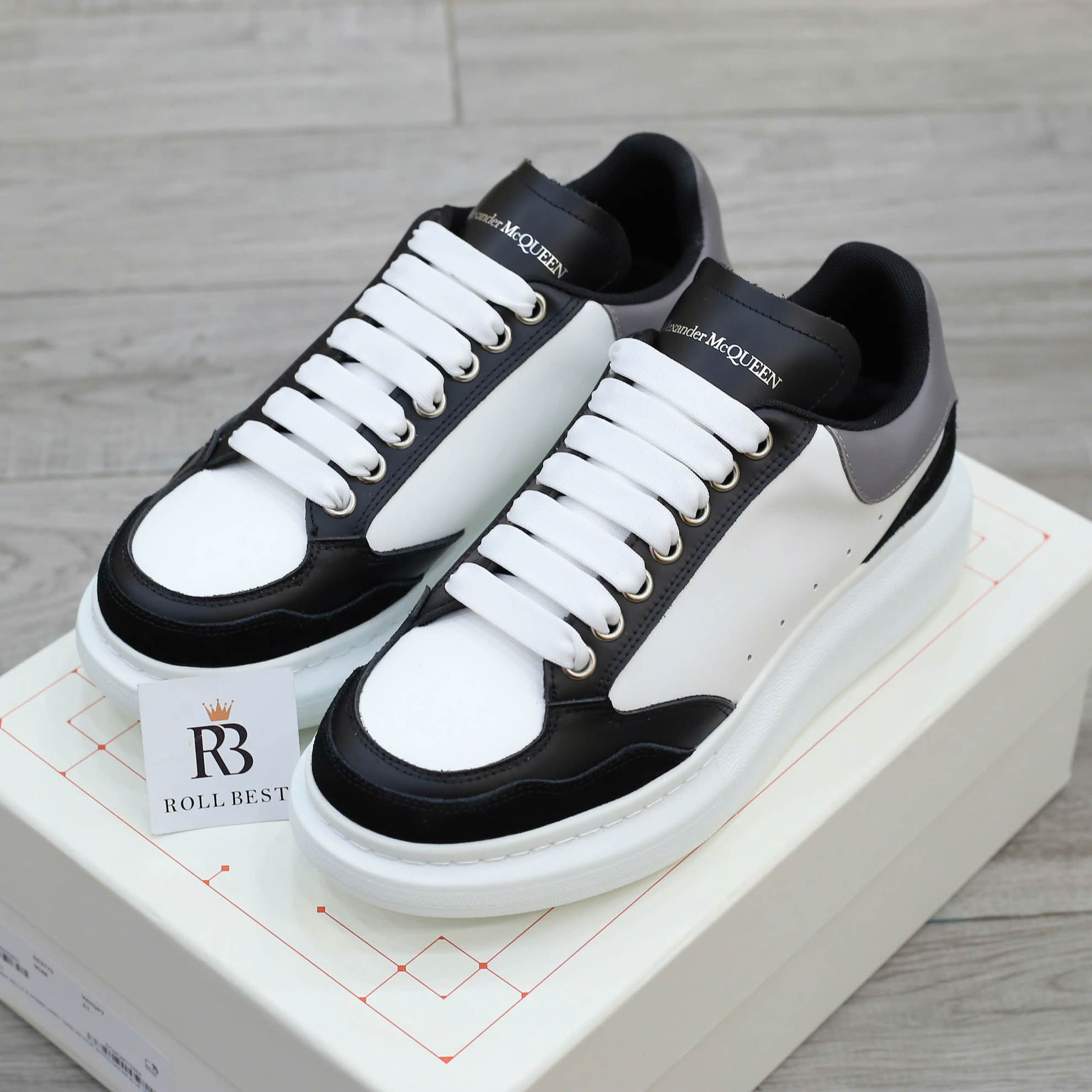 Giày Alexander McQueen Oversized Grey White Black Suede Best Quality