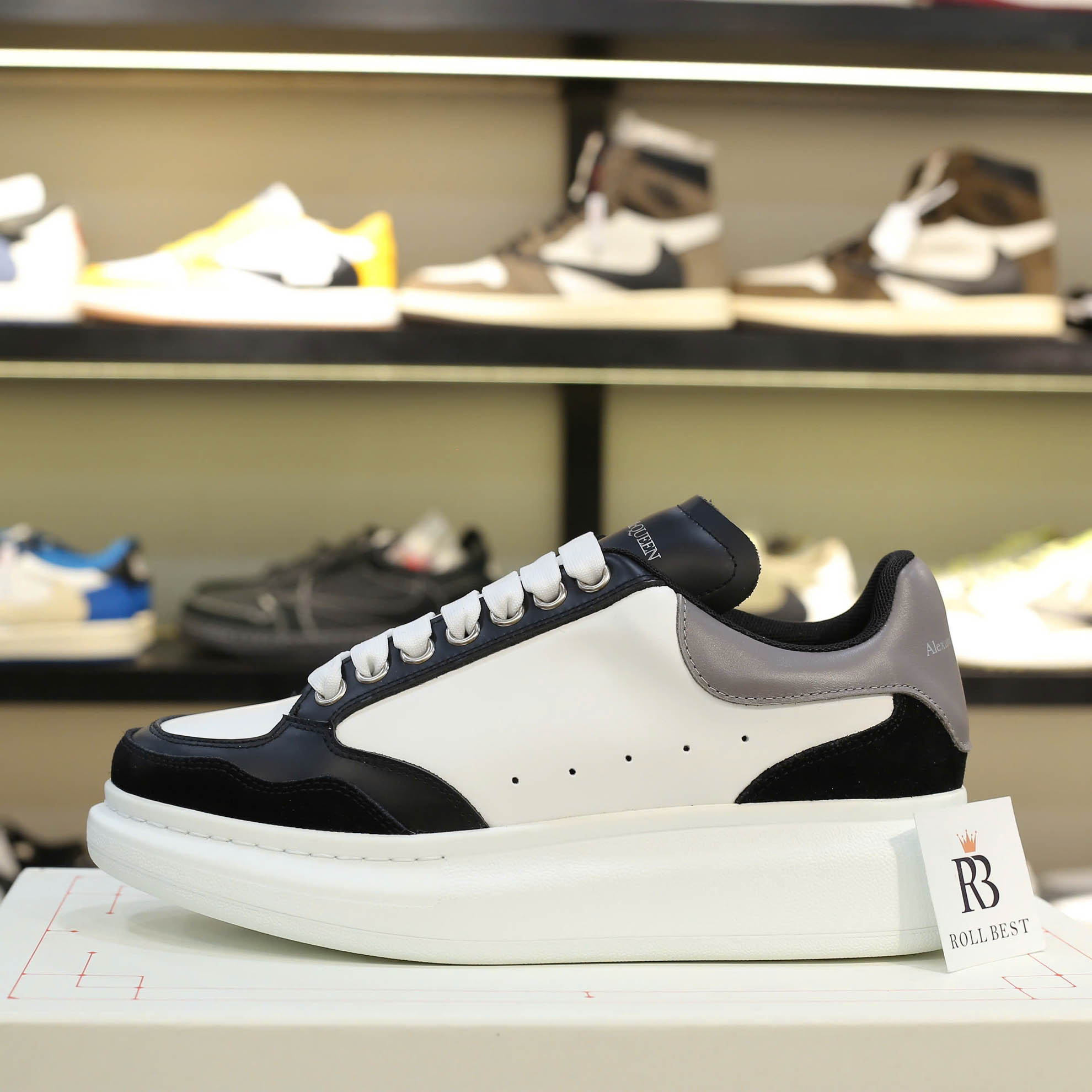 Giày Alexander McQueen Oversized Grey White Black Suede Best Quality