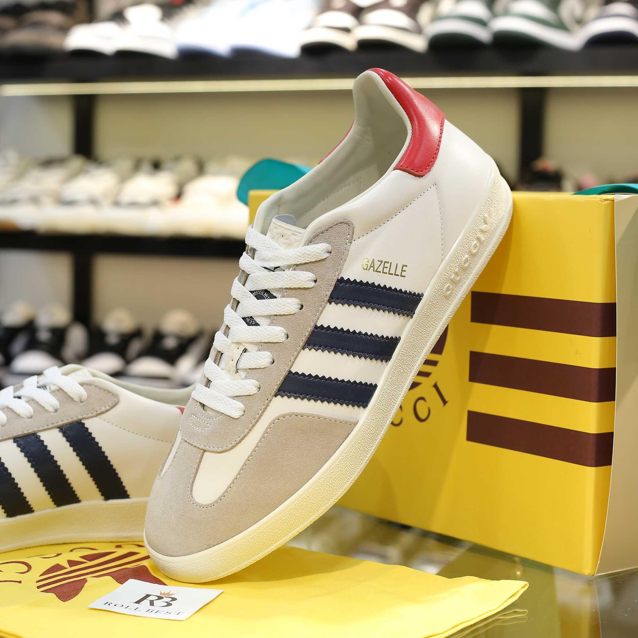 Giày Gucci x Adidas Women’s Gazelle ‘White’ Best Quality