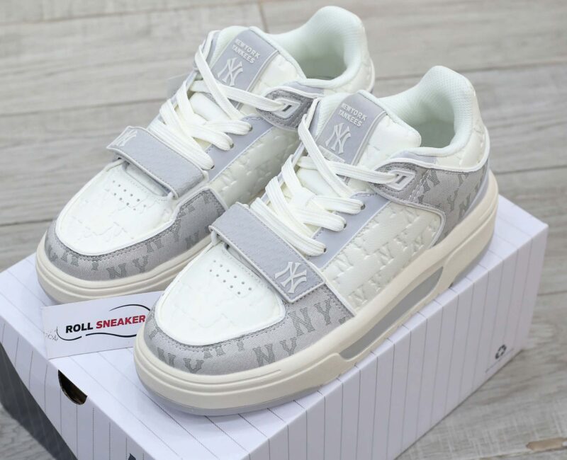 Giày MLB Chunky Liner Mid Classic Monogram NY Grey dập chìm Like Auth