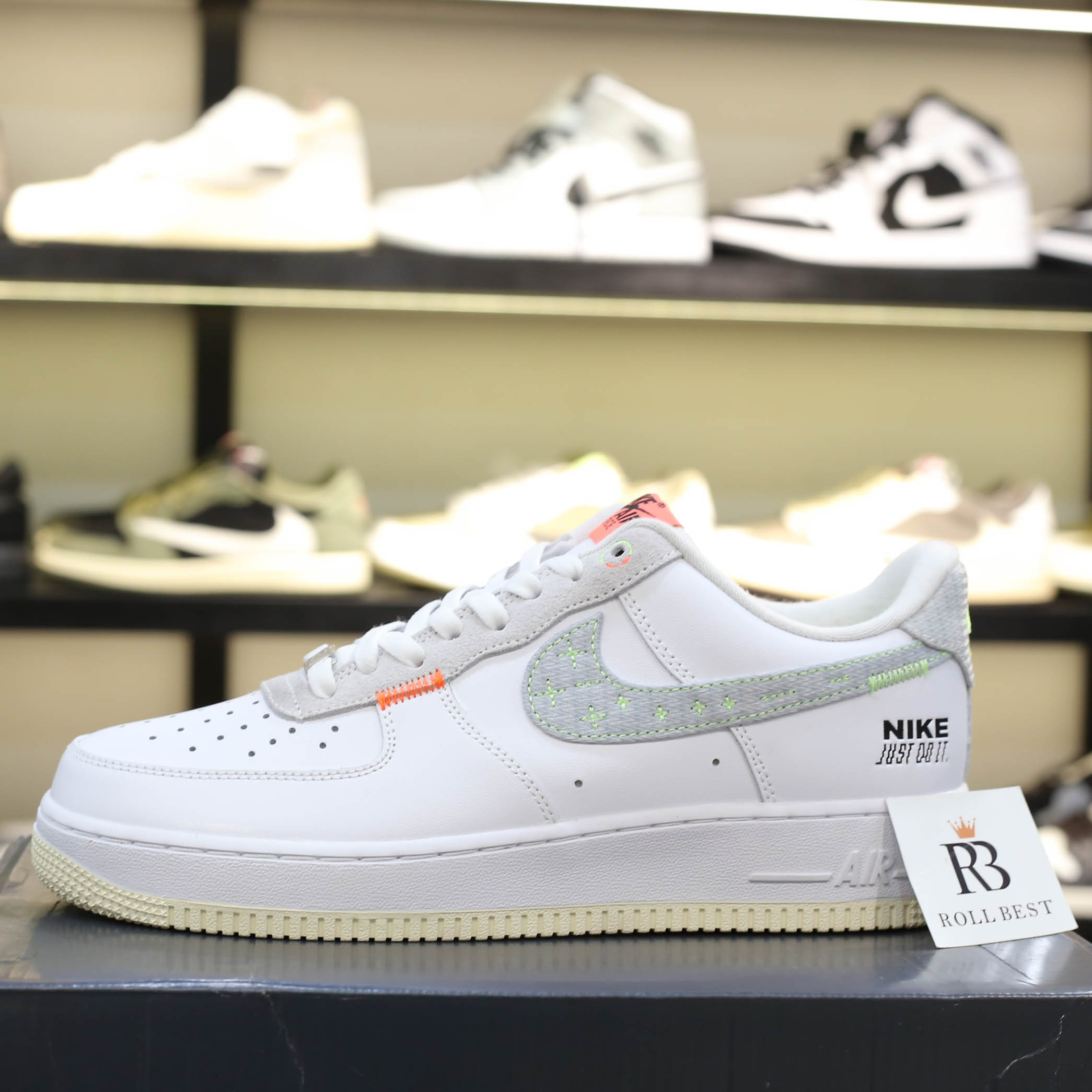 Giày Nike Air Force 1 Low Just Do It White Stitch Best Quality
