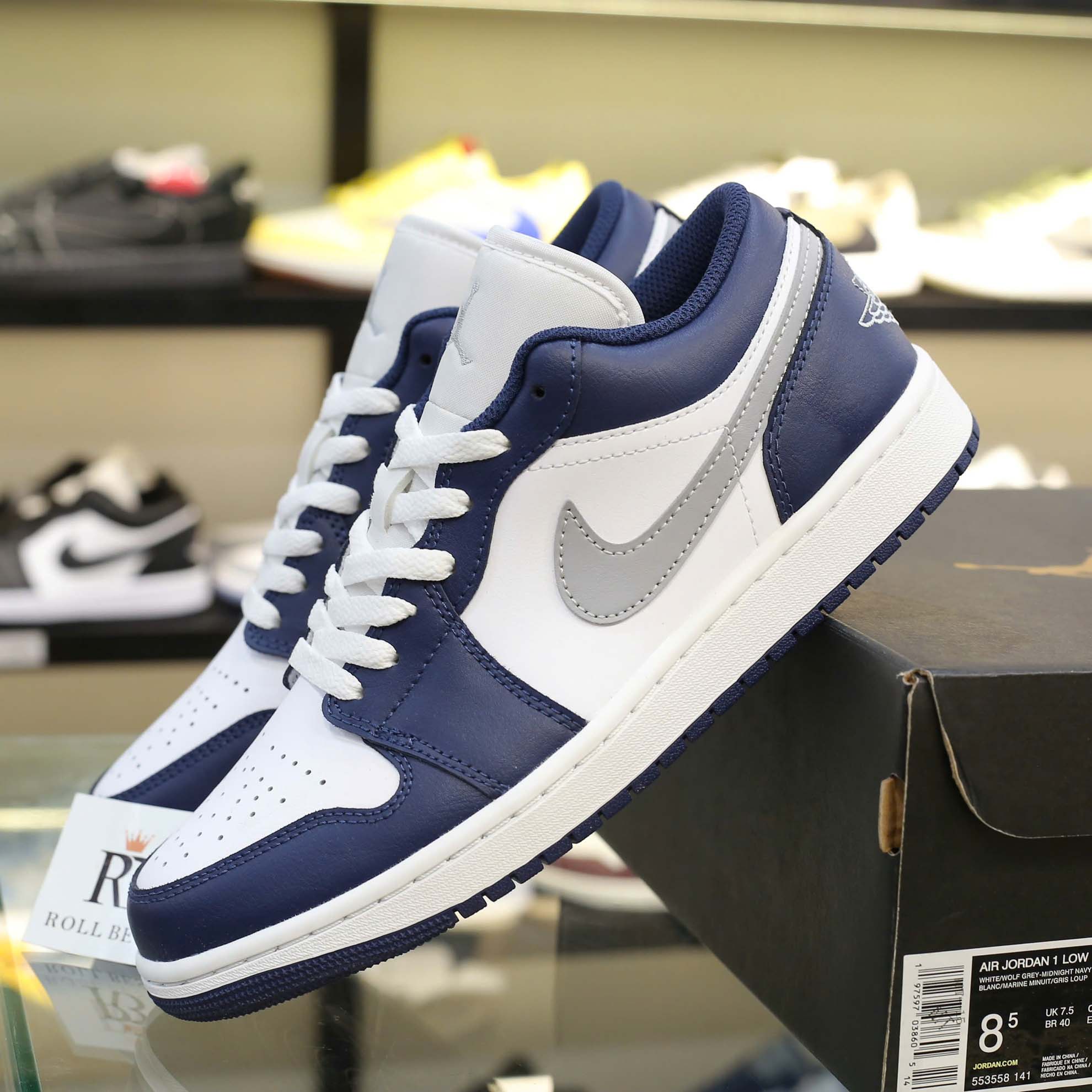 Giày Nike Air Jordan 1 Low ‘Midnight Navy Wolf Grey’ Best Quality