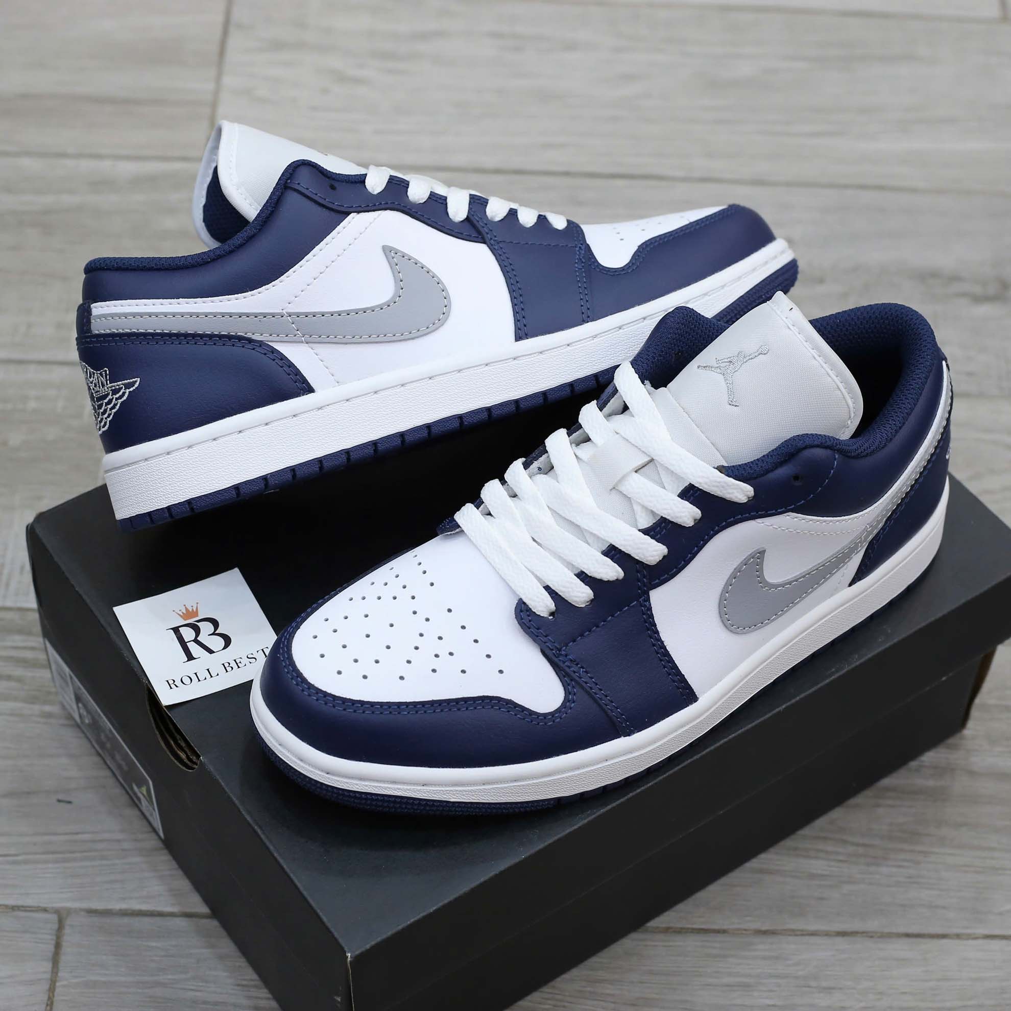 Giày Nike Air Jordan 1 Low ‘Midnight Navy Wolf Grey’ Best Quality