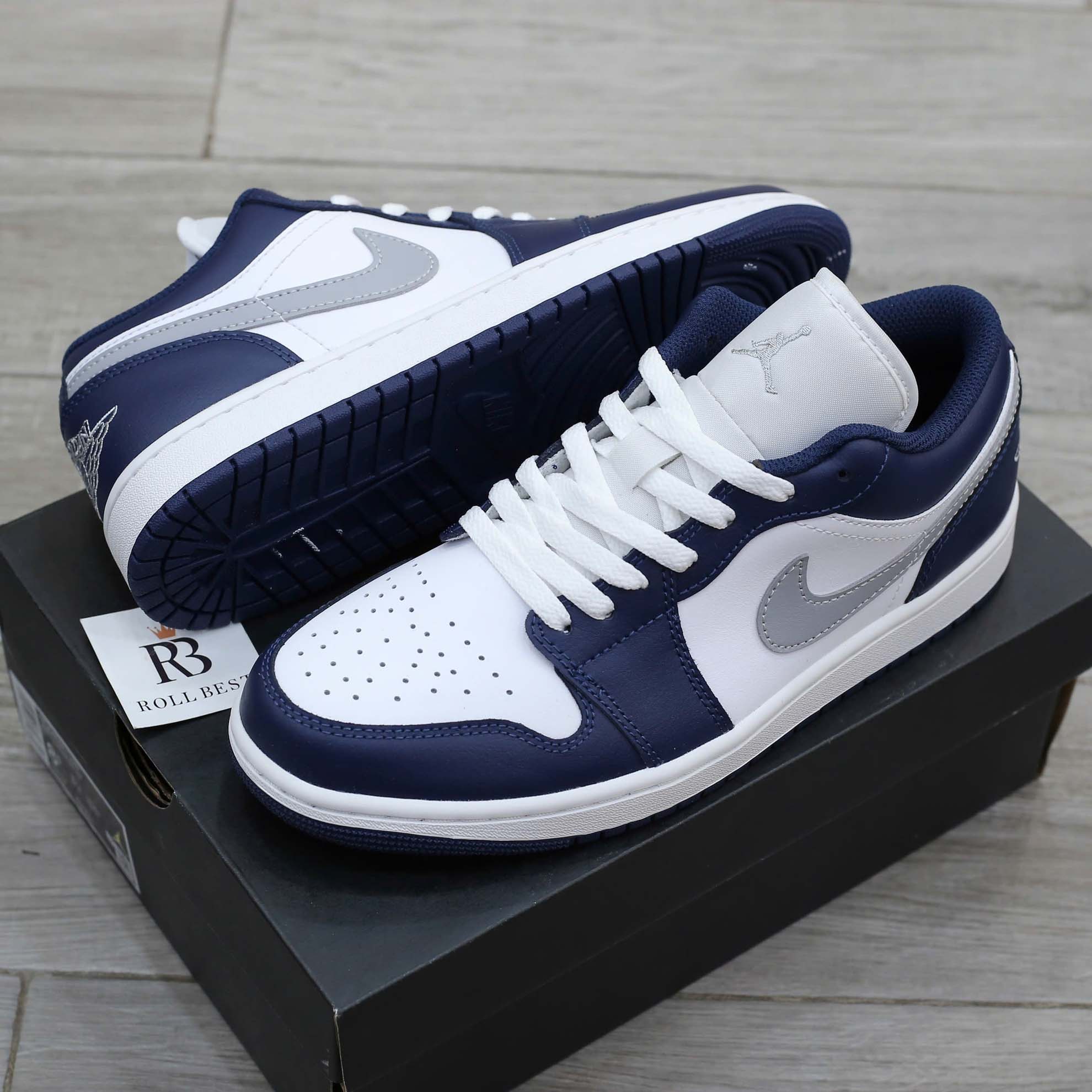 Giày Nike Air Jordan 1 Low ‘Midnight Navy Wolf Grey’ Best Quality