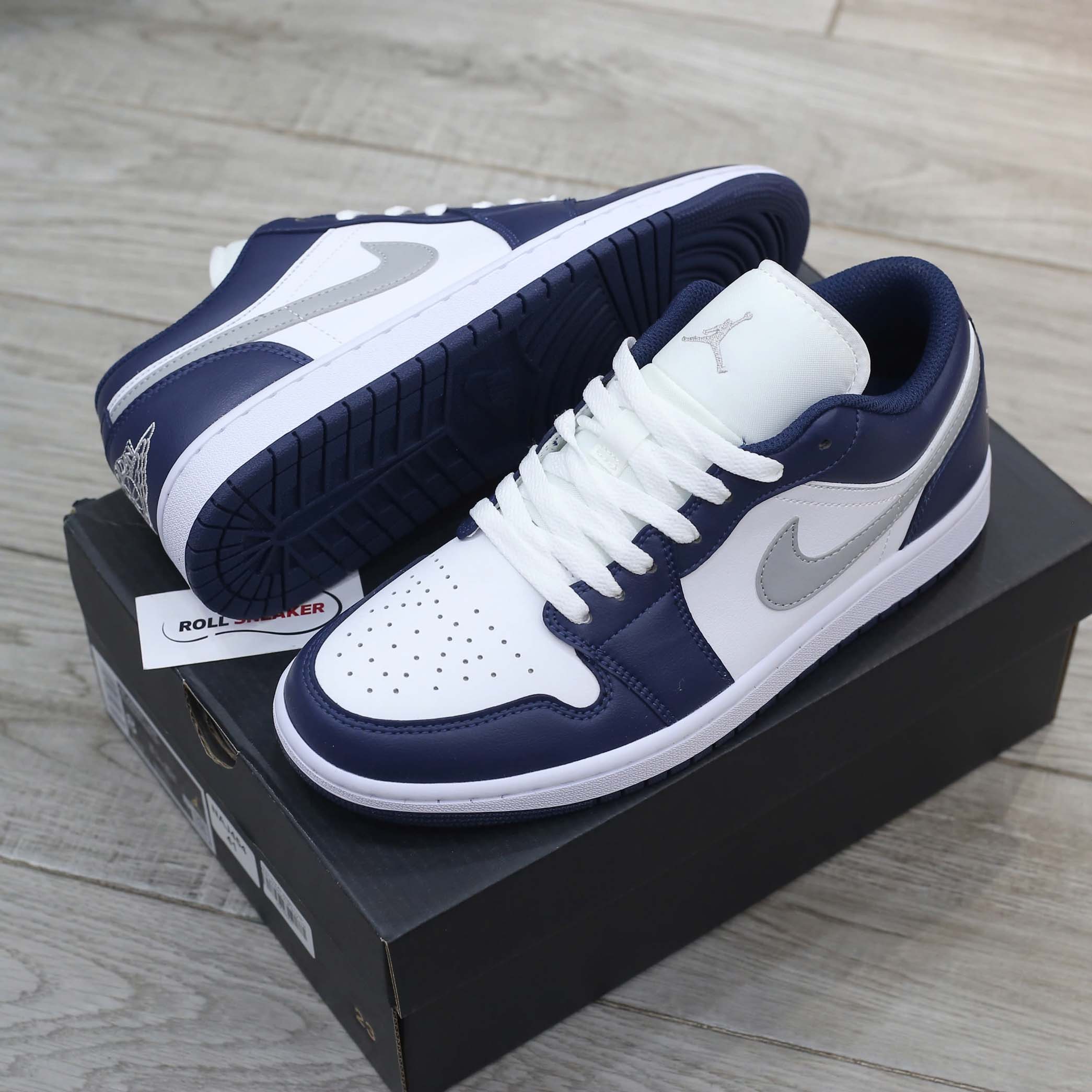 Giày Nike Air Jordan 1 Low ‘Midnight Navy Wolf Grey’ Like Auth