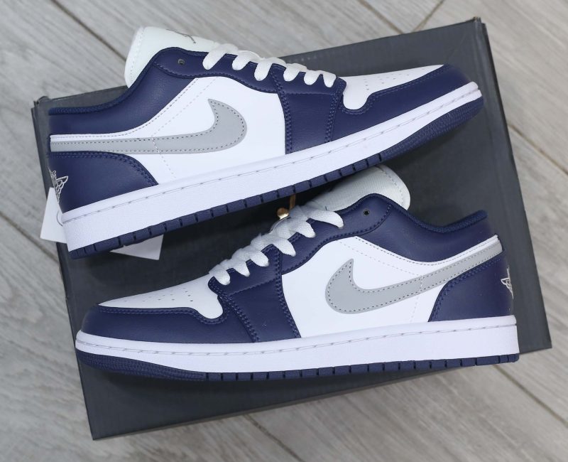 Giày Nike Air Jordan 1 Low ‘Midnight Navy Wolf Grey’ Like Auth