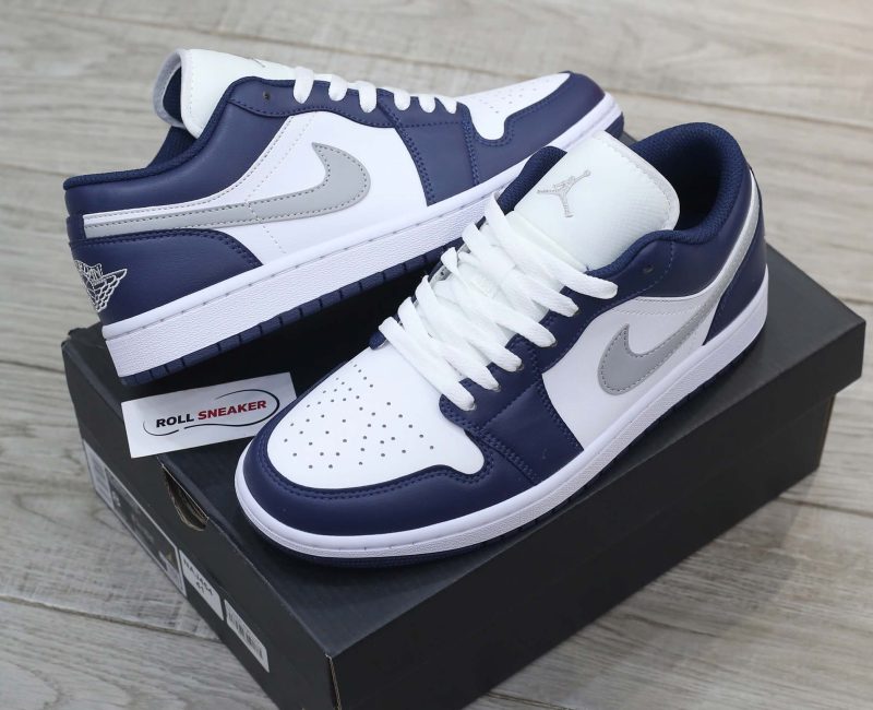 Giày Nike Air Jordan 1 Low ‘Midnight Navy Wolf Grey’ Like Auth