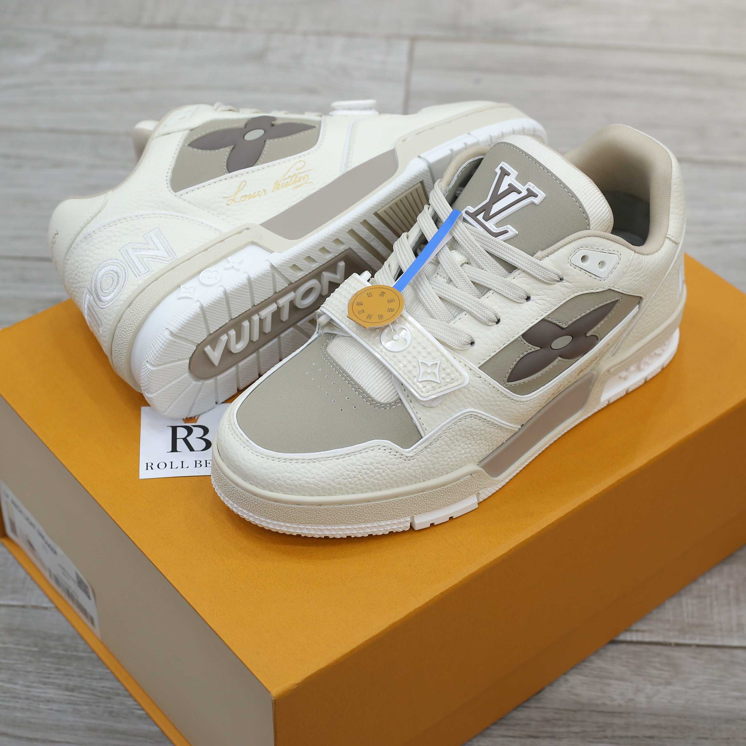 Giày Louis Vuitton LV Trainer Beige Hoa Monogram Best Quality