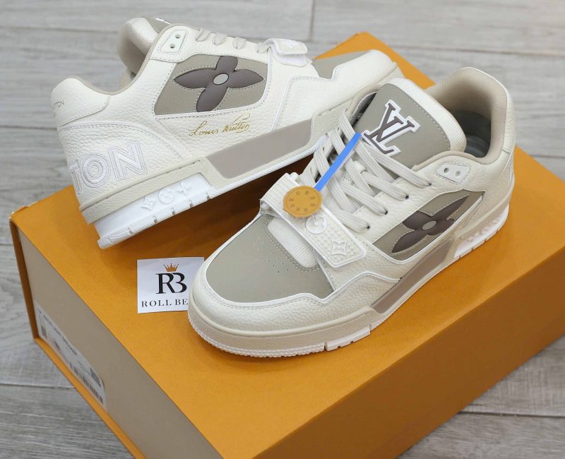 Giày Louis Vuitton LV Trainer Beige Hoa Monogram Best Quality