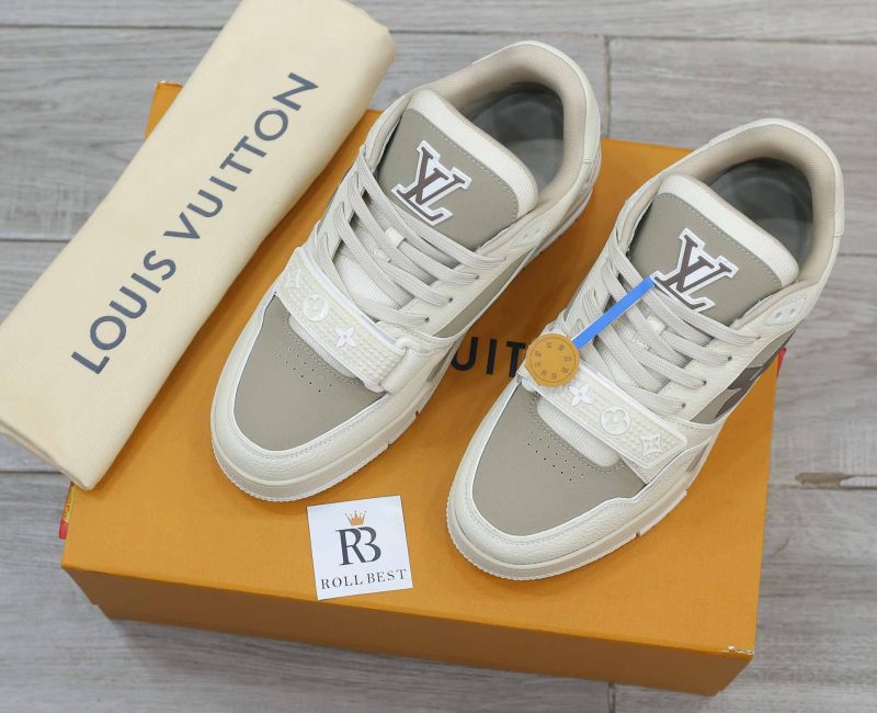Giày Louis Vuitton LV Trainer Beige Hoa Monogram Best Quality