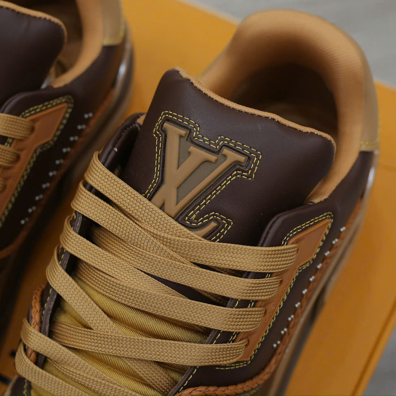 Giày Louis Vuitton LV Trainer Brown Yellow Best Quality