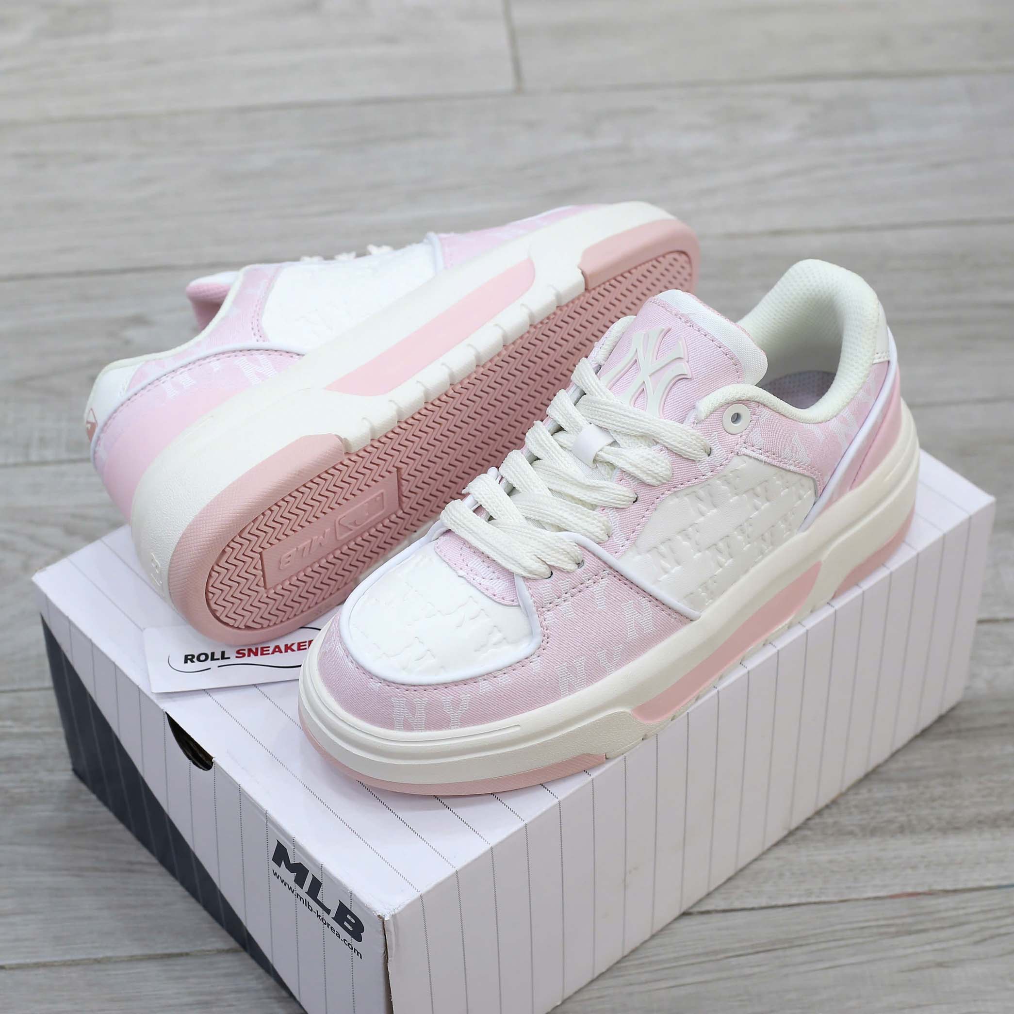 Giày MLB Korea Chunky Liner Classic Mono New York Yankees Pink Like Auth