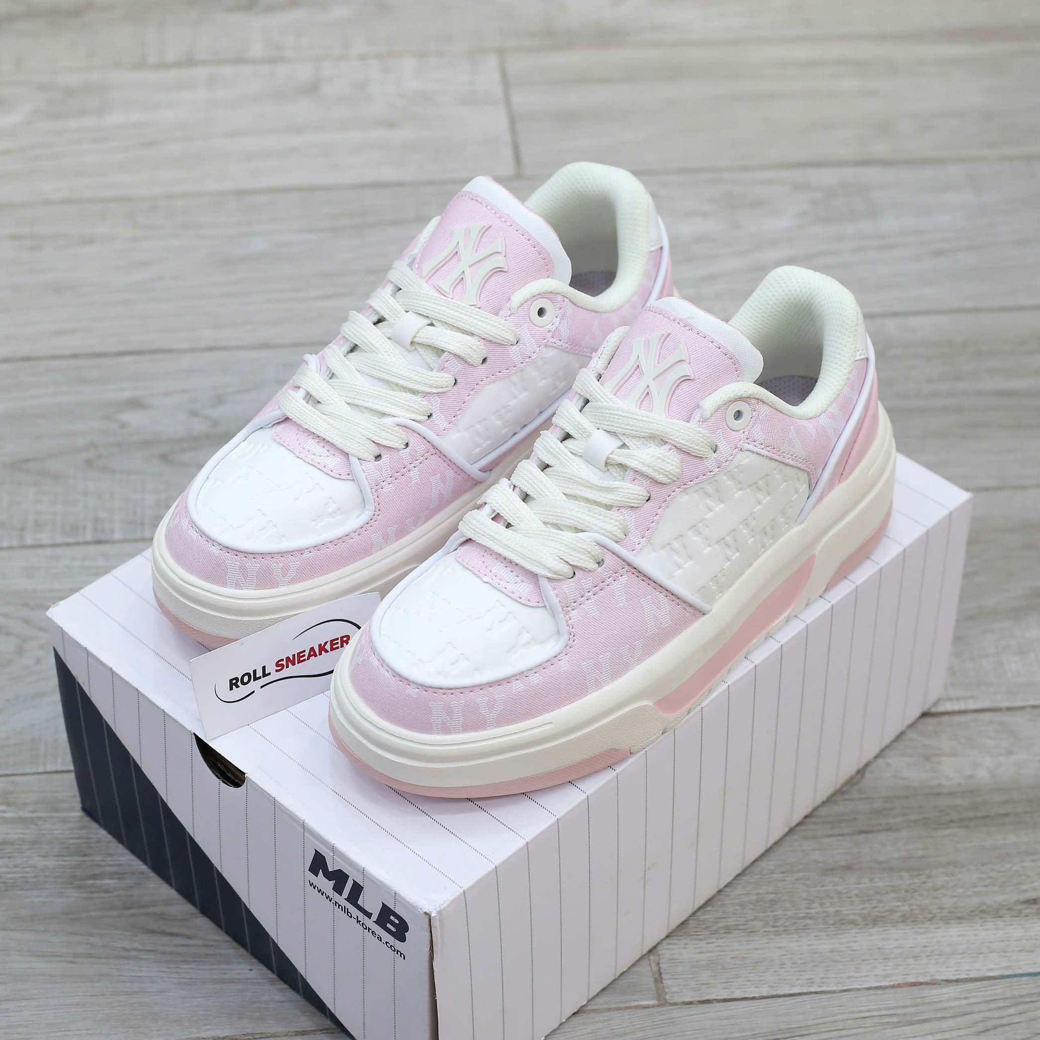 Giày MLB Korea Chunky Liner Classic Mono New York Yankees Pink Like Auth