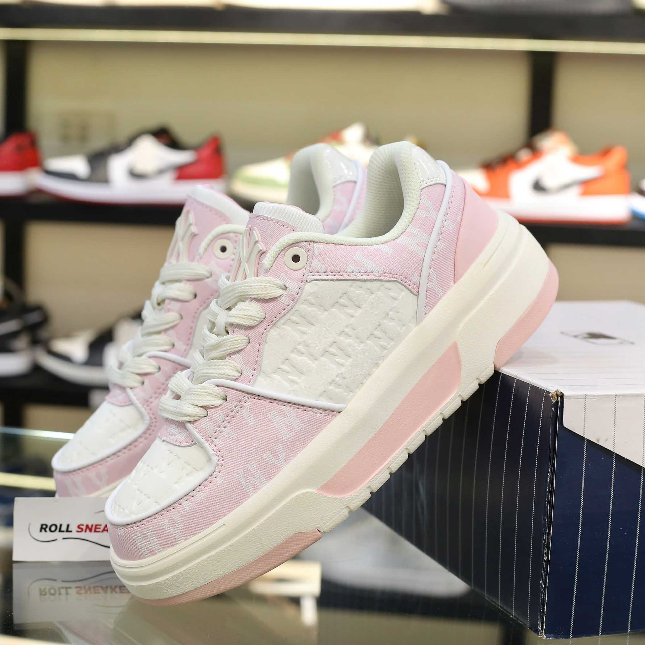 Giày MLB Korea Chunky Liner Classic Mono New York Yankees Pink Like Auth