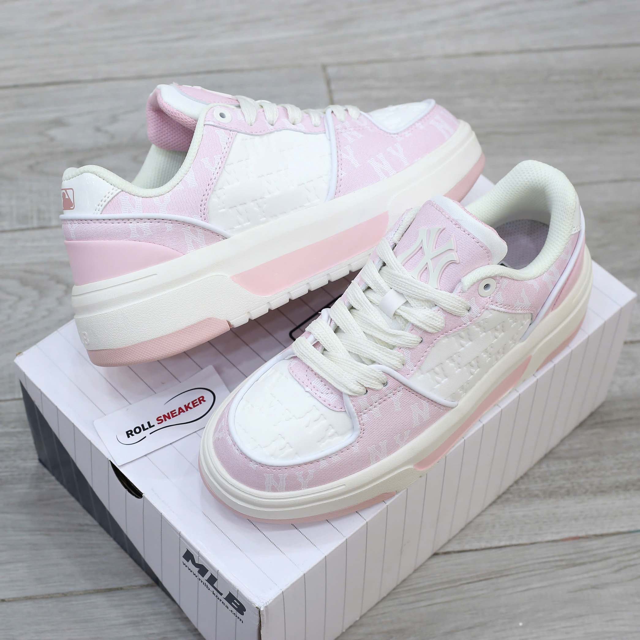 Giày MLB Korea Chunky Liner Classic Mono New York Yankees Pink Like Auth