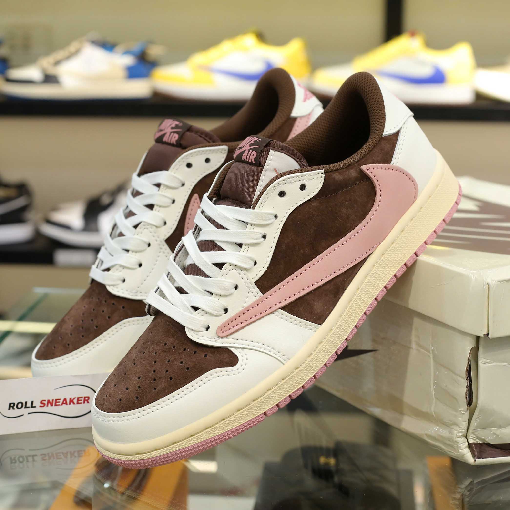 Giày Nike Travis Scott J1 LOW, DARK PONY PINK Like Auth