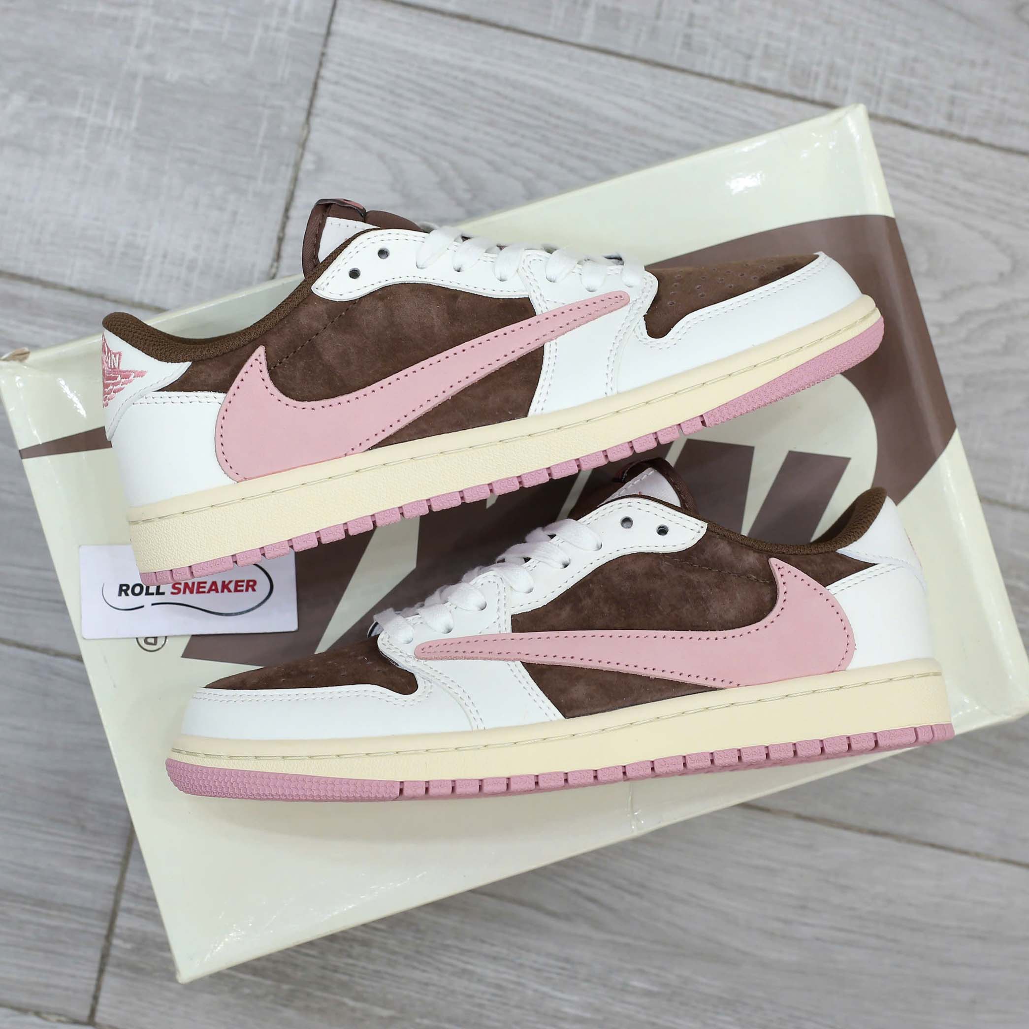 Giày Nike Travis Scott J1 LOW, DARK PONY PINK Like Auth
