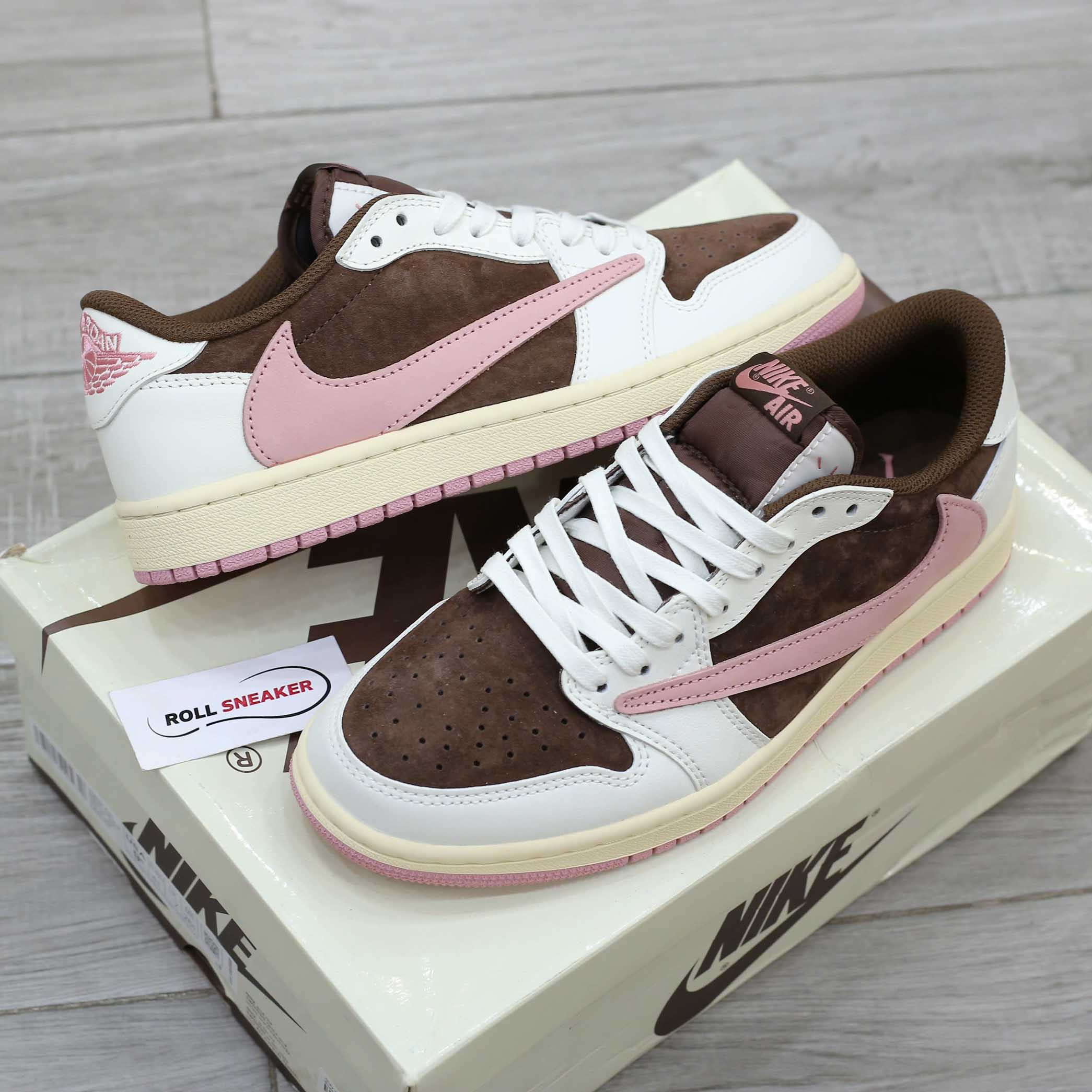 Giày Nike Travis Scott J1 LOW, DARK PONY PINK Like Auth