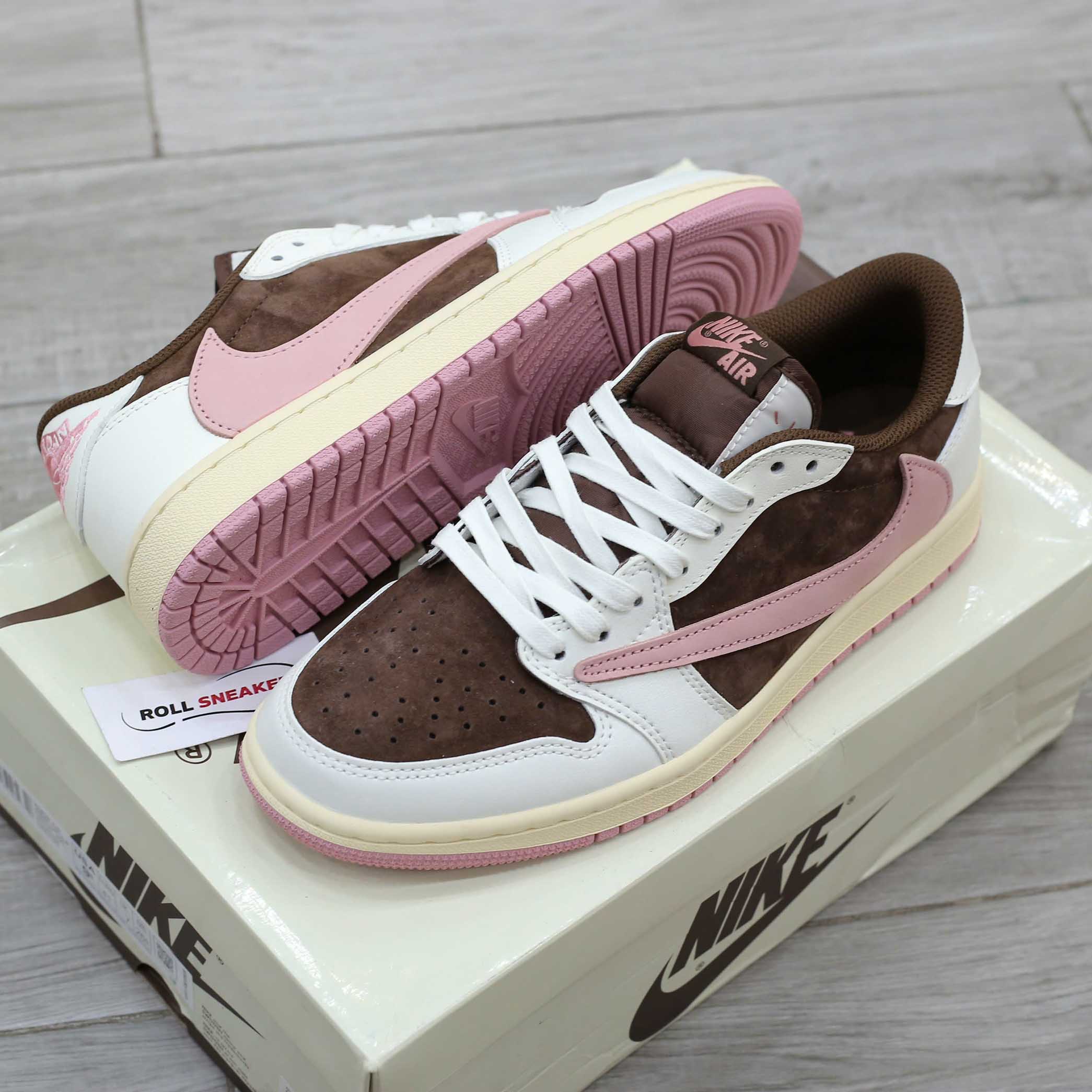 Giày Nike Travis Scott J1 LOW, DARK PONY PINK Like Auth
