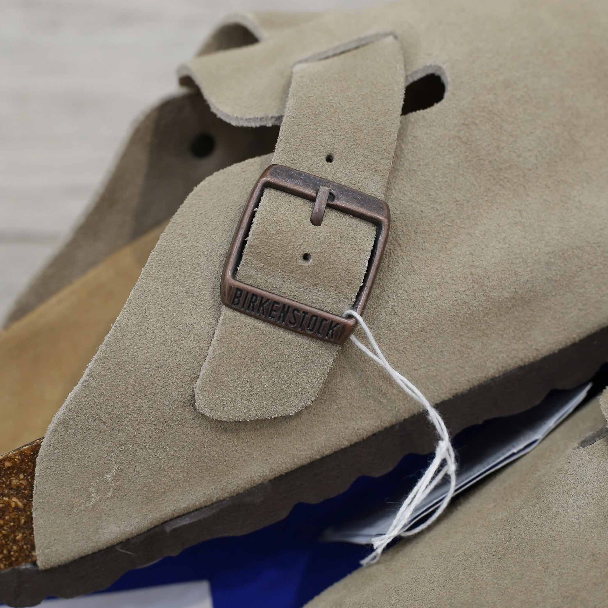 Dép Birkenstock Boston Soft Footbed Suede Dark Grey Xám Xi Măng