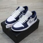 Giày Nike Air Jordan 1 Low ‘Midnight Navy Wolf Grey’ Real