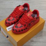 Giày Louis Vuitton LV Trainer Sneaker Damier Pop Rojo Hombre Like Auth