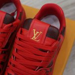 Giày Louis Vuitton LV Trainer Sneaker Damier Pop Rojo Hombre Like Auth