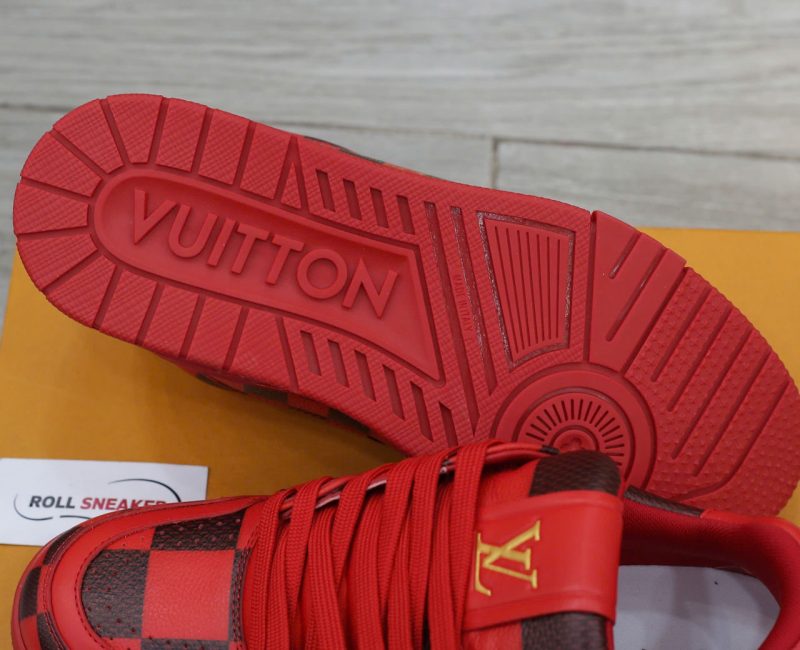 Giày Louis Vuitton LV Trainer Sneaker Damier Pop Rojo Hombre Like Auth