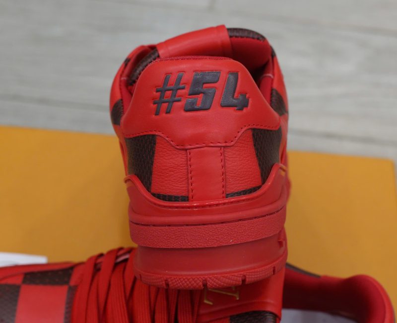 Giày Louis Vuitton LV Trainer Sneaker Damier Pop Rojo Hombre Like Auth