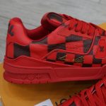 Giày Louis Vuitton LV Trainer Sneaker Damier Pop Rojo Hombre Like Auth