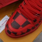 Giày Louis Vuitton LV Trainer Sneaker Damier Pop Rojo Hombre Like Auth