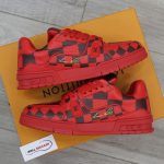 Giày Louis Vuitton LV Trainer Sneaker Damier Pop Rojo Hombre Like Auth