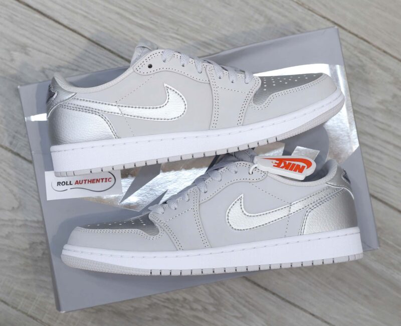 Giày Nike Air Jordan 1 Retro Low OG Neutral Grey Metallic Silver Real